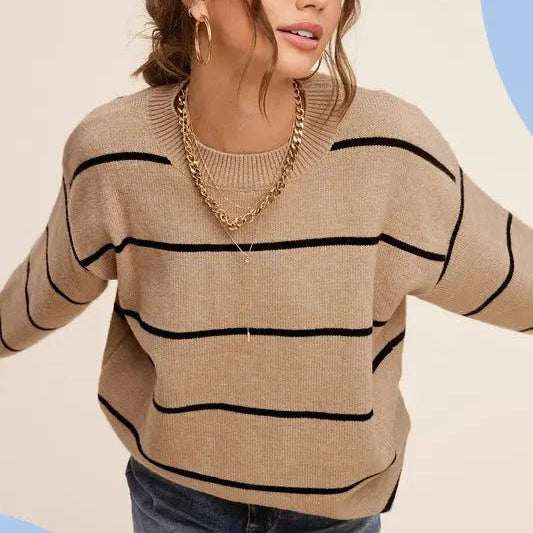 BAGGY STRIPED PULLOVER SWEATER - MeadeuxBAGGY STRIPED PULLOVER SWEATERSweaterMeadeux