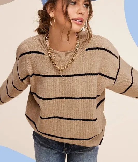 BAGGY STRIPED PULLOVER SWEATER - MeadeuxBAGGY STRIPED PULLOVER SWEATERSweaterMeadeux