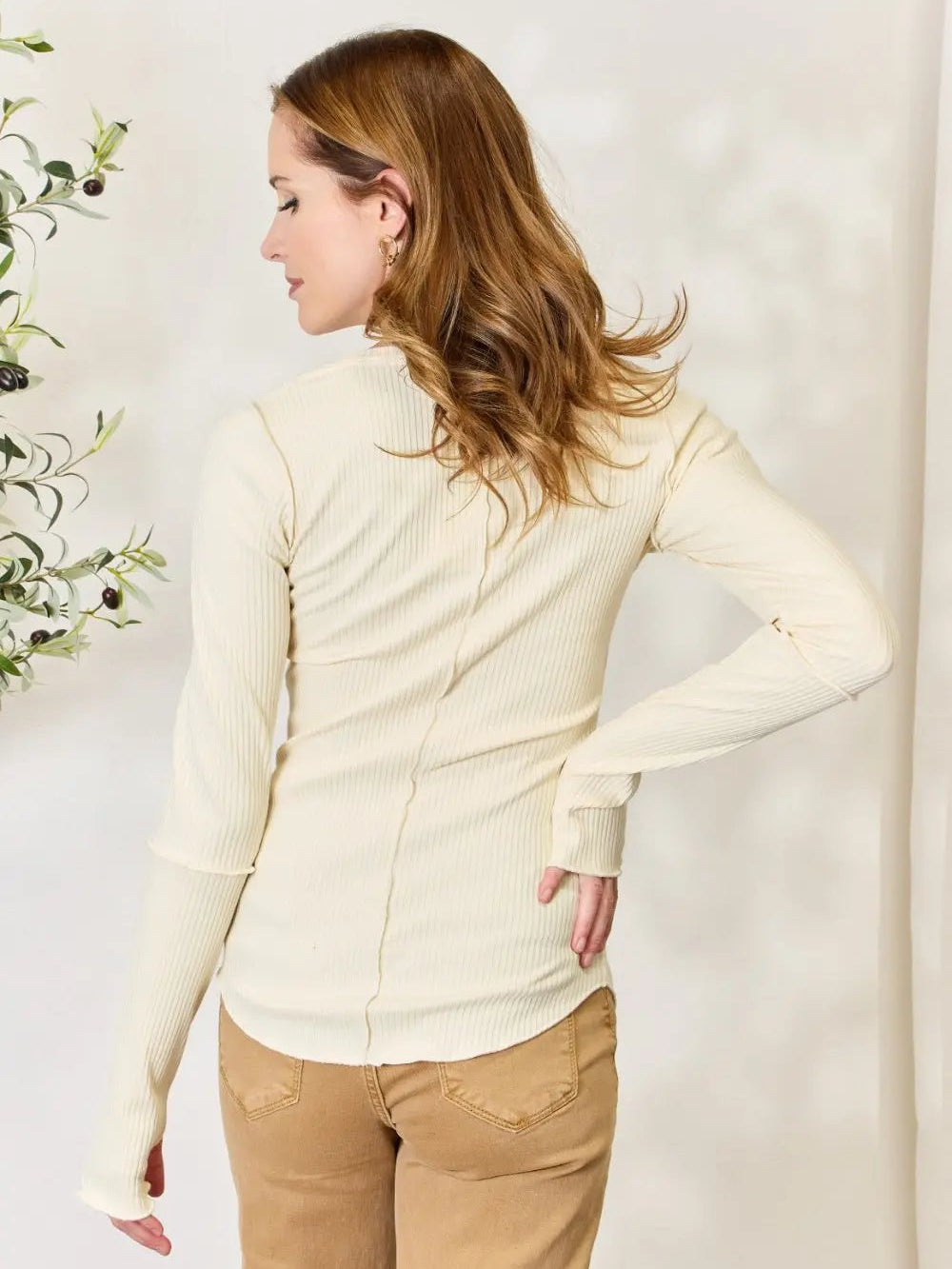 CASUAL RIBBED ROUND NECK LONG SLEEVE TOP - MeadeuxCASUAL RIBBED ROUND NECK LONG SLEEVE TOPTopsMeadeux