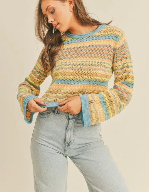 COLORFUL CROCHET KNIT SWEATER - MeadeuxCOLORFUL CROCHET KNIT SWEATERSweaterMeadeux