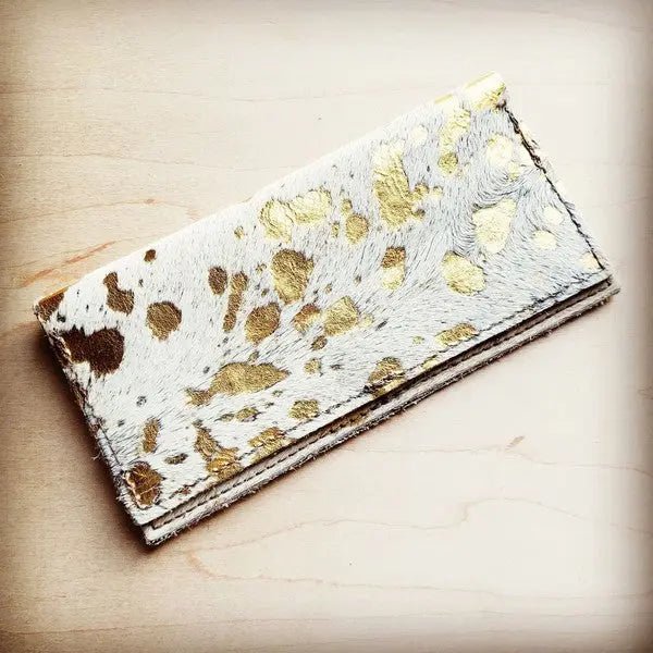 COW HIDE HAIR GOLD METALLIC LEATHER WALLET - MeadeuxCOW HIDE HAIR GOLD METALLIC LEATHER WALLETwalletMeadeux