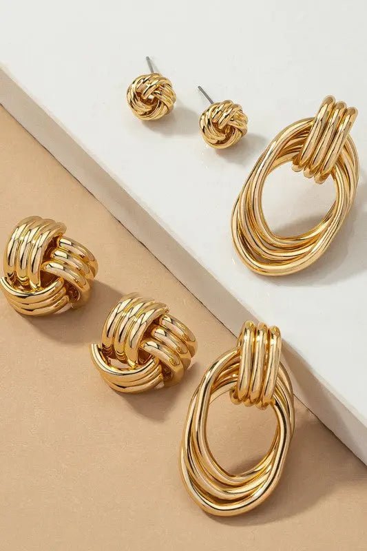 GOLD KNOT AND HOOP EARRINGS - MeadeuxGOLD KNOT AND HOOP EARRINGSAccessoriesMeadeux