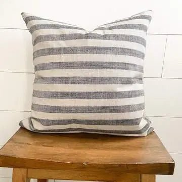 GREY AND CREAM NAUTICAL STRIPED PILLOW COVER - MeadeuxGREY AND CREAM NAUTICAL STRIPED PILLOW COVERPillow CoversMeadeux