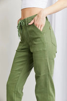 OLIVE CUFFED DRAWSTRING CASUAL PANTS - MeadeuxOLIVE CUFFED DRAWSTRING CASUAL PANTSBottomsMeadeux