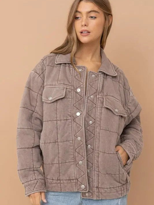 STONE WASHED BUTTON UP QUILTED JACKET - MeadeuxSTONE WASHED BUTTON UP QUILTED JACKETJacketMeadeux