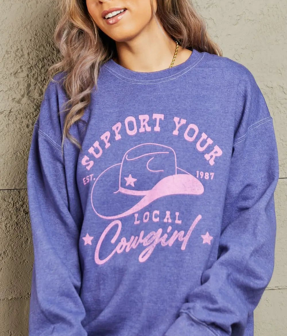 UPPORT YOUR LOCAL COWGIRL OVERSIZED CREWNECK SWEATSHIRT - MeadeuxUPPORT YOUR LOCAL COWGIRL OVERSIZED CREWNECK SWEATSHIRTSweaterMeadeux