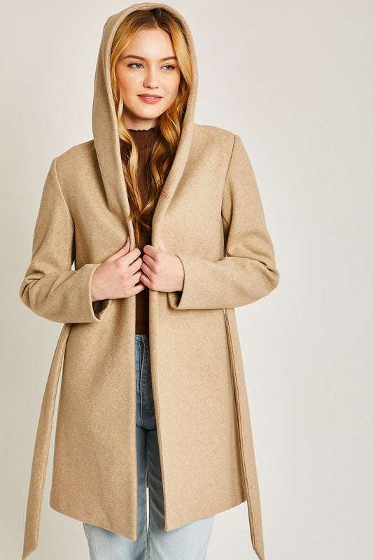 JQ Fleece Belted Hoodie Coat Meadeux