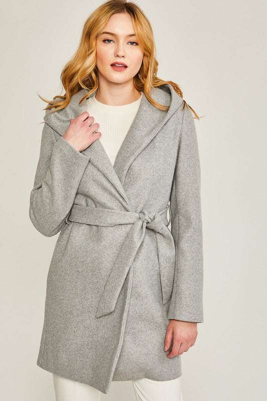 JQ Fleece Belted Hoodie Coat Meadeux