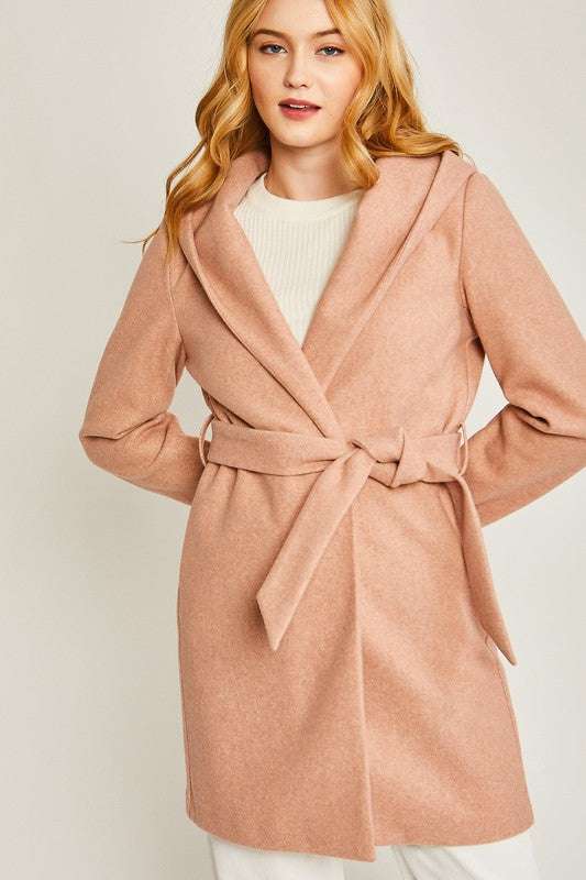 JQ Fleece Belted Hoodie Coat Meadeux
