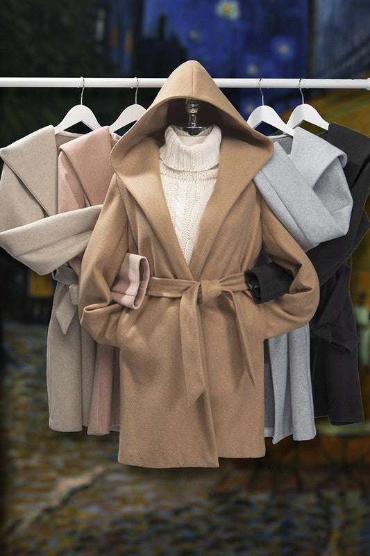 JQ Fleece Belted Hoodie Coat Meadeux