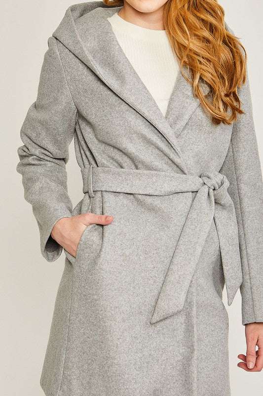 JQ Fleece Belted Hoodie Coat Meadeux