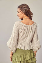 TWISTED BALLOON SLEEVE TOP Meadeux