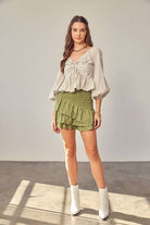 TWISTED BALLOON SLEEVE TOP Meadeux
