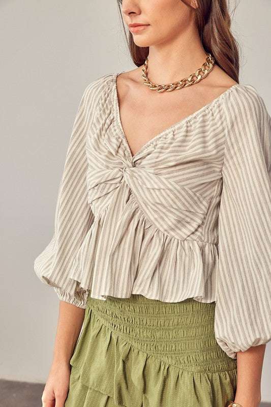 TWISTED BALLOON SLEEVE TOP Meadeux