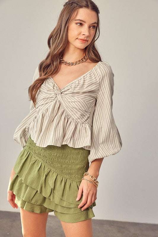 TWISTED BALLOON SLEEVE TOP Meadeux
