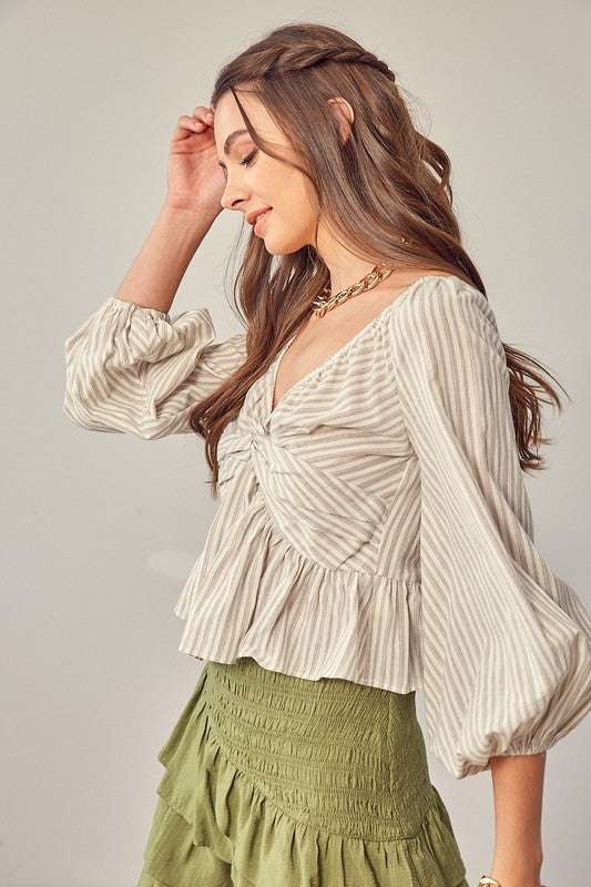 TWISTED BALLOON SLEEVE TOP Meadeux