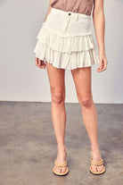 Shirred Crapon Cont Detail Denim Skorts Meadeux