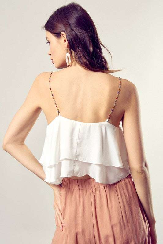 Beaded Shoulder Strap Cami Top Meadeux