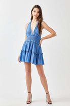 Halter Neck Smocked Ruffle Dress Meadeux