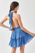 Halter Neck Smocked Ruffle Dress Meadeux