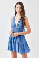 Halter Neck Smocked Ruffle Dress Meadeux