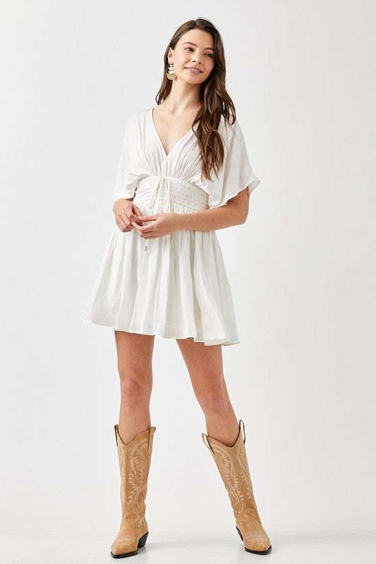 Smocked Waist with Tassel Strap Dress Meadeux