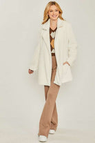 Woven Solid Teddy Collar Coat Meadeux
