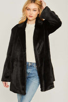 Woven Solid Teddy Collar Coat Meadeux