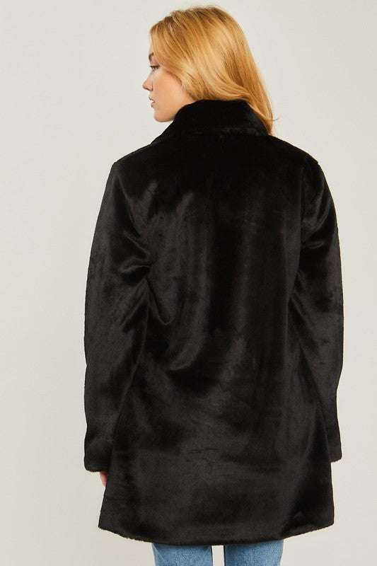 Woven Solid Teddy Collar Coat Meadeux