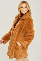 Woven Solid Teddy Collar Coat Meadeux