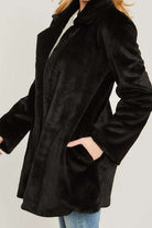 Woven Solid Teddy Collar Coat Meadeux