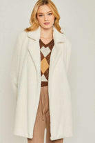 Woven Solid Teddy Collar Coat Meadeux