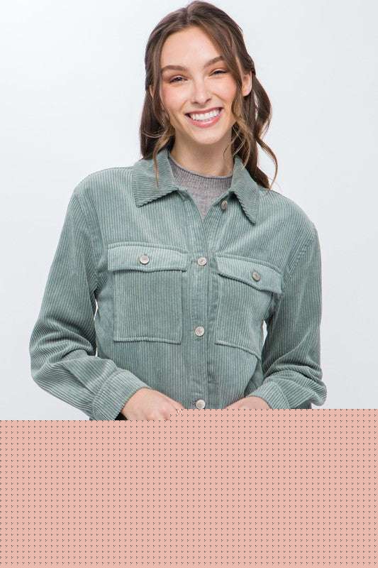Corduroy Button Down Jacket With Pockets Meadeux