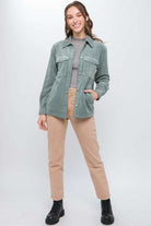Corduroy Button Down Jacket With Pockets Meadeux