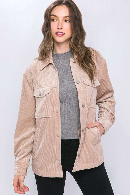 Corduroy Button Down Jacket With Pockets Meadeux