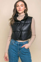 PU Faux Leather puffer West With Snap Button Meadeux