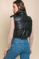 PU Faux Leather puffer West With Snap Button Meadeux