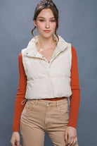 PU Faux Leather puffer West With Snap Button Meadeux