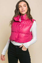 PU Faux Leather puffer West With Snap Button Meadeux