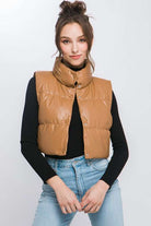 PU Faux Leather puffer West With Snap Button Meadeux