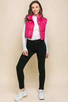 PU Faux Leather puffer West With Snap Button Meadeux
