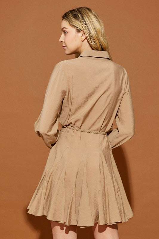 Twisted Belt Shirt Dress Meadeux