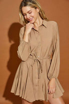 Twisted Belt Shirt Dress Meadeux
