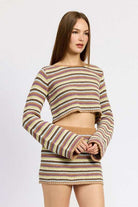 ROUND NECK CROCHET TOP WITH BELL SLEEVES Meadeux
