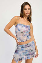 MESH RUFFLE MINI SKIRT Meadeux