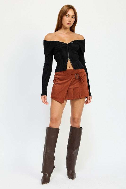 WRAPPED BUCKLE BELT MINI SKIRT Meadeux