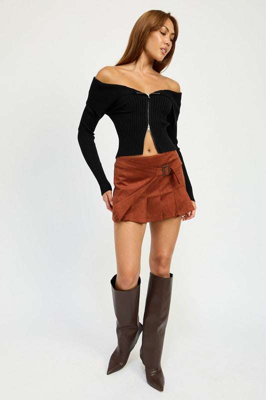 WRAPPED BUCKLE BELT MINI SKIRT Meadeux