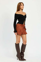 WRAPPED BUCKLE BELT MINI SKIRT Meadeux