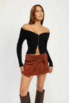 WRAPPED BUCKLE BELT MINI SKIRT Meadeux