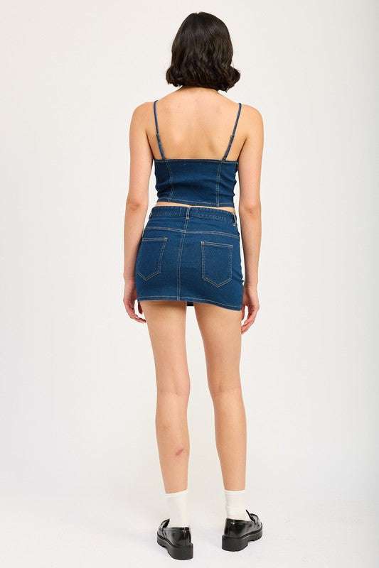 ZIP UP DENIM CORSET TOP Meadeux